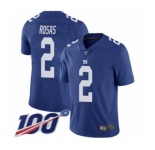 Men's New York Giants #2 Aldrick Rosas Royal Blue Team Color Vapor Untouchable Limited Player 100th Season Football Jersey