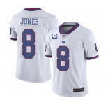 Men's New York Giants 2022 #8 Daniel Jones White With 3-star C Patch Stitched NFL Jersey