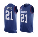 Men's New York Giants #21 Jabrill Peppers Limited Royal Blue Player Name & Number Tank Top Football Jersey