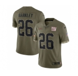 Men's New York Giants #26 Saquon Barkley 2022 Olive Salute To Service Limited Stitched Jersey