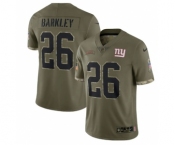 Men's New York Giants #26 Saquon Barkley 2022 Olive Salute To Service Limited Stitched Jersey