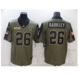 Men's New York Giants #26 Saquon Barkley Nike Olive 2021 Salute To Service Limited Player Jersey