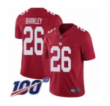 Men's New York Giants #26 Saquon Barkley Red Limited Red Inverted Legend 100th Season Football Jersey