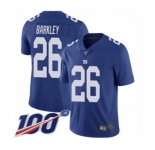 Men's New York Giants #26 Saquon Barkley Royal Blue Team Color Vapor Untouchable Limited Player 100th Season Football Jersey