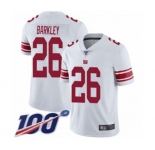 Men's New York Giants #26 Saquon Barkley White Vapor Untouchable Limited Player 100th Season Football Jersey