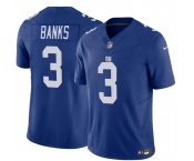 Men's New York Giants #3 Deonte Banks Blue 2023 F.U.S.E. Vapor Untouchable Limited Football Stitched Jersey