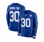 Men's New York Giants #30 Antonio Hamilton Limited Royal Blue Therma Long Sleeve Football Jersey