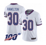Men's New York Giants #30 Antonio Hamilton Limited White Rush Vapor Untouchable 100th Season Football Jersey
