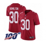 Men's New York Giants #30 Antonio Hamilton Red Limited Red Inverted Legend 100th Season Football Jersey