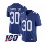 Men's New York Giants #30 Antonio Hamilton Royal Blue Team Color Vapor Untouchable Limited Player 100th Season Football Jersey