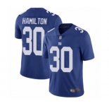 Men's New York Giants #30 Antonio Hamilton Royal Blue Team Color Vapor Untouchable Limited Player Football Jersey