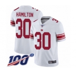 Men's New York Giants #30 Antonio Hamilton White Vapor Untouchable Limited Player 100th Season Football Jersey