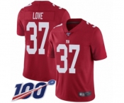 Men's New York Giants #37 Julian Love Red Limited Red Inverted Legend 100th Season Football Jersey