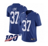 Men's New York Giants #37 Julian Love Royal Blue Team Color Vapor Untouchable Limited Player 100th Season Football Jersey