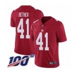 Men's New York Giants #41 Antoine Bethea Red Limited Red Inverted Legend 100th Season Football Jersey