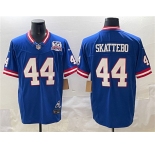 Men's New York Giants #44 Cam Skattebo Royal 2025 Draft F.U.S.E. 100th Season & State Patch Vapor Limited Football Stitched Jersey
