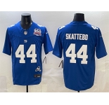 Men's New York Giants #44 Cam Skattebo Royal 2025 Draft F.U.S.E. 100th Season & State Patch Vapor Limited Stitched Football Jersey