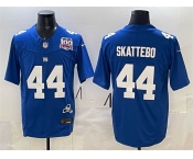 Men's New York Giants #44 Cam Skattebo Royal 2025 Draft F.U.S.E. 100th Season & State Patch Vapor Limited Stitched Football Jersey