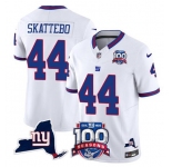 Men's New York Giants #44 Cam Skattebo White 2025 Draft F.U.S.E. 100th Season & State Patch Vapor Limited Football Stitched Jersey
