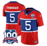 Men's New York Giants #5 Kayvon Thibodeaux Century Red 100TH Season Commemorative Patch Limited Football Stitched Jersey