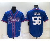 Men's New York Giants #56 Lawrence Taylor Blue Stitched MLB Cool Base Nike Baseball Jersey