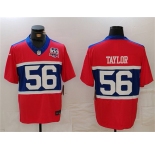 Men's New York Giants #56 Lawrence Taylor Century Red 100TH Season Commemorative Patch Limited Football Stitched Jersey