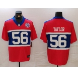 Men's New York Giants #56 Lawrence Taylor Limited Red Alternate FUSE Team Patch Vapor Jersey