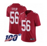 Men's New York Giants #56 Lawrence Taylor Red Limited Red Inverted Legend 100th Season Football Jersey