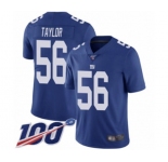 Men's New York Giants #56 Lawrence Taylor Royal Blue Team Color Vapor Untouchable Limited Player 100th Season Football Jersey