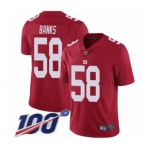 Men's New York Giants #58 Carl Banks Red Limited Red Inverted Legend 100th Season Football Jersey