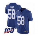 Men's New York Giants #58 Carl Banks Royal Blue Team Color Vapor Untouchable Limited Player 100th Season Football Jersey