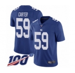 Men's New York Giants #59 Lorenzo Carter Royal Blue Team Color Vapor Untouchable Limited Player 100th Season Football Jersey