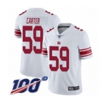Men's New York Giants #59 Lorenzo Carter White Vapor Untouchable Limited Player 100th Season Football Jersey