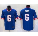 Men's New York Giants #6 Jaxson Dart Royal 2025 Draft Vapor Untouchable Classic Retired Player Football Stitched Jersey