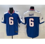 Men's New York Giants #6 Jaxson Dart Royal White 2025 Draft F.U.S.E. State Patch Vapor Limited Stitched Football Jersey