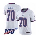 Men's New York Giants #70 Kevin Zeitler Limited White Rush Vapor Untouchable 100th Season Football Jersey