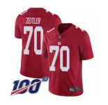 Men's New York Giants #70 Kevin Zeitler Red Limited Red Inverted Legend 100th Season Football Jersey