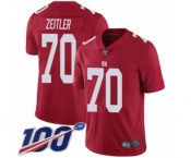 Men's New York Giants #70 Kevin Zeitler Red Limited Red Inverted Legend 100th Season Football Jersey