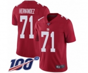 Men's New York Giants #71 Will Hernandez Red Limited Red Inverted Legend 100th Season Football Jersey