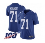 Men's New York Giants #71 Will Hernandez Royal Blue Team Color Vapor Untouchable Limited Player 100th Season Football Jersey
