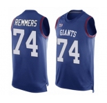Men's New York Giants #74 Mike Remmers Limited Royal Blue Player Name & Number Tank Top Football Jersey