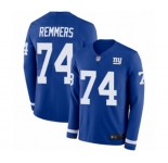 Men's New York Giants #74 Mike Remmers Limited Royal Blue Therma Long Sleeve Football Jersey