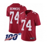 Men's New York Giants #74 Mike Remmers Red Limited Red Inverted Legend 100th Season Football Jersey