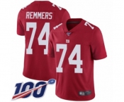 Men's New York Giants #74 Mike Remmers Red Limited Red Inverted Legend 100th Season Football Jersey