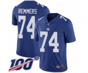 Men's New York Giants #74 Mike Remmers Royal Blue Team Color Vapor Untouchable Limited Player 100th Season Football Jersey