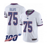 Men's New York Giants #75 Jon Halapio Limited White Rush Vapor Untouchable 100th Season Football Jersey