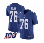 Men's New York Giants #76 Nate Solder Royal Blue Team Color Vapor Untouchable Limited Player 100th Season Football Jersey