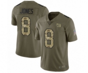 Men's New York Giants #8 Daniel Jones Limited Olive Camo 2017 Salute to Service Football Jersey