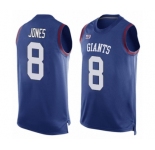Men's New York Giants #8 Daniel Jones Limited Royal Blue Player Name & Number Tank Top Football Jersey