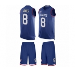 Men's New York Giants #8 Daniel Jones Limited Royal Blue Tank Top Suit Football Jersey